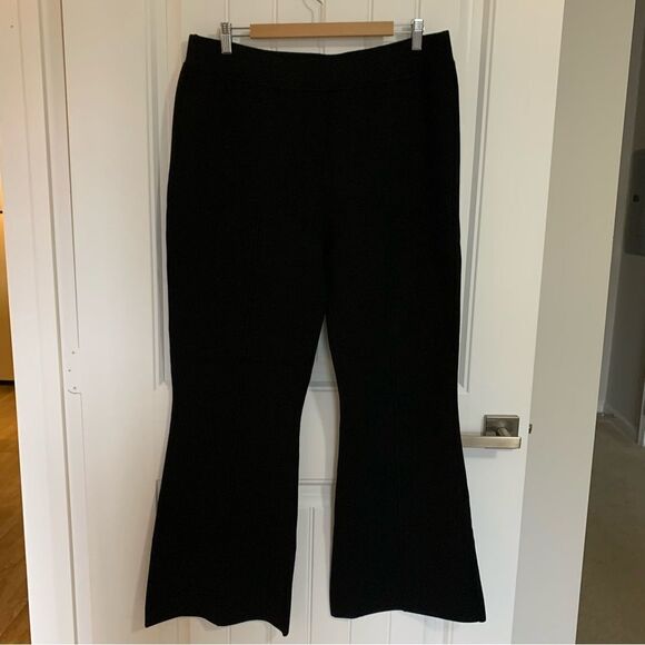J Crew Pants XXL Slim Flare Knit Sweater Pull On Wide Leg Black Office - Picture 6 of 11